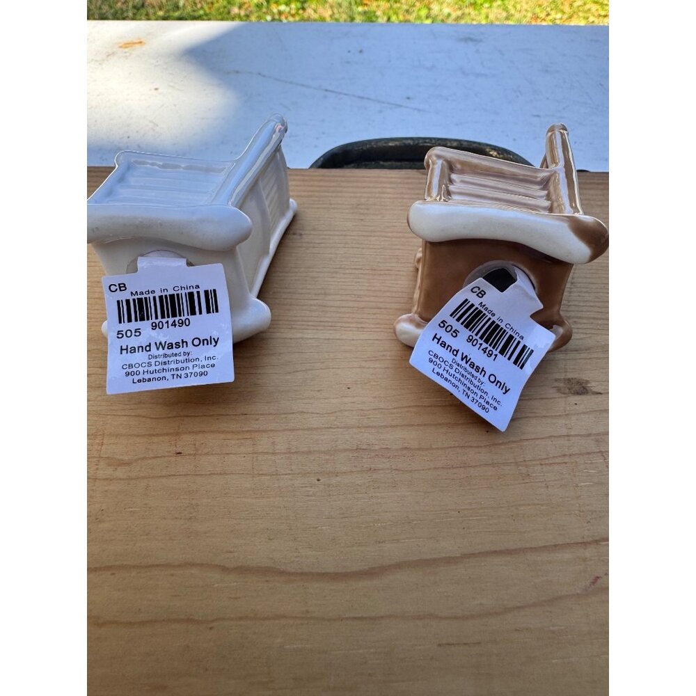Cracker Barrel Rocking Chair Salt Pepper Shakers Set Brown White New - Picture 4 of 6